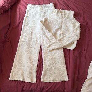 SKIMS White Cream Cozy Teddy Sherpa Zip Hoodie & Pants Matching Lounge Set L/XL
